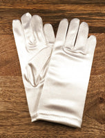 White Satin Communion Gloves - Size 10-12