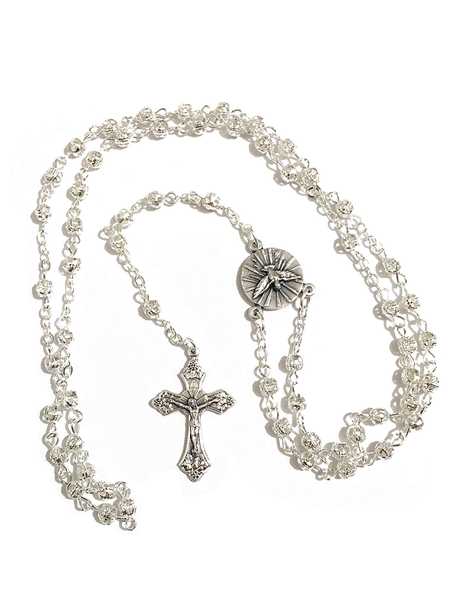 Silver Filigree Confirmation Rosary