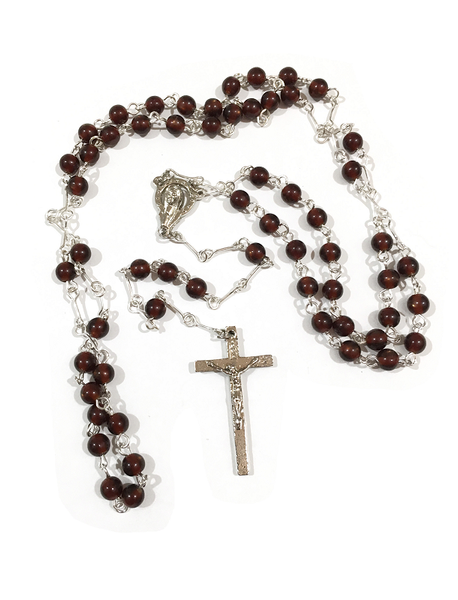 Brown Glass Bead Communion Rosary