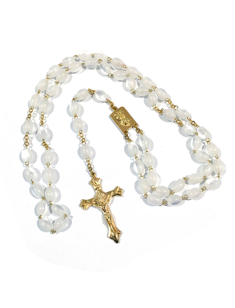 White Cat's Eye Gold Communion Rosary