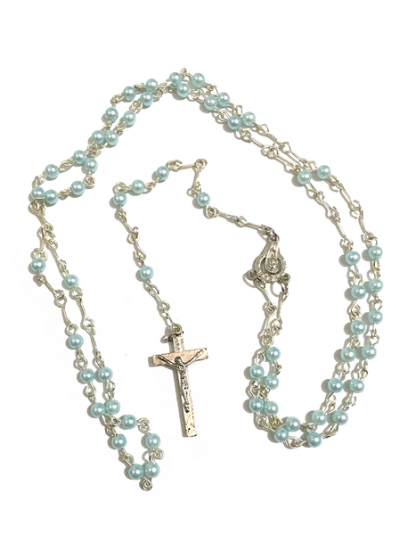 Aqua Pearl Communion Rosary