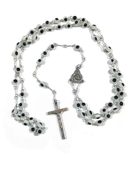 Black & White Eye Bead Communion Rosary