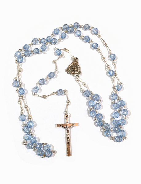 Blue Crystal-Cut Communion Rosary