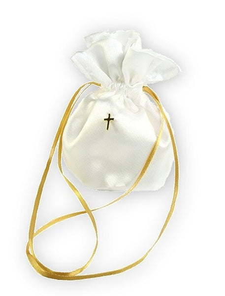 White Satin Communion Clutch Bag